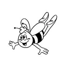 Coloriage Abeille souriante en plein vol
