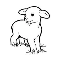 Coloriage Agneau debout dans l'herbe