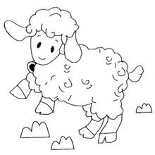 Coloriage Agneau marchant avec une clochette