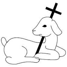 Coloriage Agneau couché avec une croix