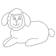 Coloriage Agneau couché souriant