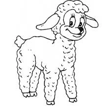 Coloriage Agneau souriant debout