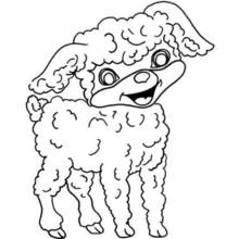 Coloriage Agneau à la laine bouclée souriant
