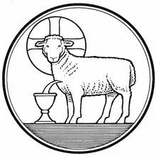 Coloriage Agneau avec calice et auréole