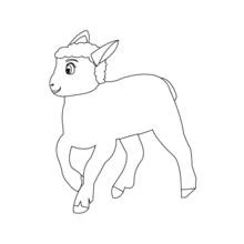 Coloriage Agneau qui marche joyeusement