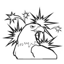 Coloriage Aigle avec des éclats en étoile autour de la tête