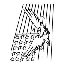 Coloriage Aigle survolant le drapeau américain