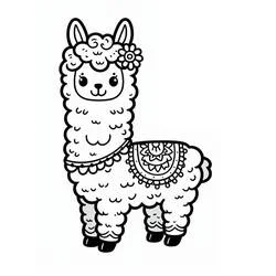 Coloriage Alpaga avec une fleur et un motif mandala
