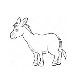 Coloriage Âne debout tranquillement Coloriage Âne debout tranquillement