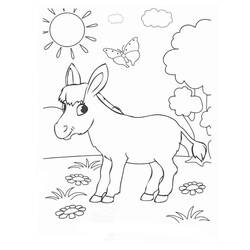 Coloriage Âne debout dans une prairie fleurie Coloriage Âne debout dans une prairie fleurie