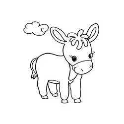 Coloriage Âne debout sous un petit nuage Coloriage Âne debout sous un petit nuage