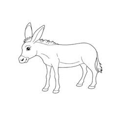 Coloriage Âne debout de profil Coloriage Âne debout de profil