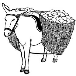 Coloriage Âne chargé de paniers remplis de fruits Coloriage Âne chargé de paniers remplis de fruits