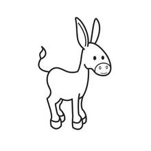 Coloriage Âne debout tranquillement Coloriage Âne debout tranquillement