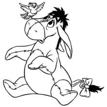 Coloriage Âne assis avec un oiseau sur le nez Coloriage Âne assis avec un oiseau sur le nez