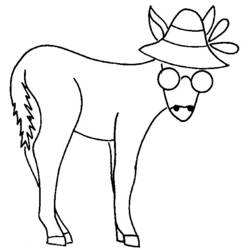 Coloriage Âne portant un chapeau et des lunettes Coloriage Âne portant un chapeau et des lunettes