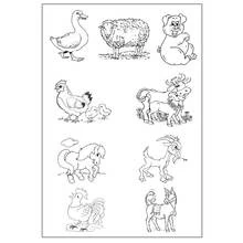 Coloriage Animaux de ferme avec canard, mouton et cochon