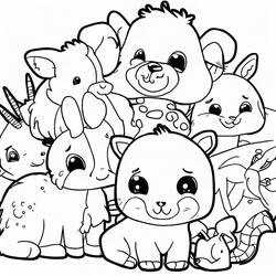Coloriage Animaux mignons rassemblés Coloriage Animaux mignons rassemblés