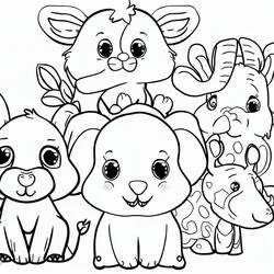 Coloriage Animaux Mignon réunis ensemble Coloriage Animaux Mignon réunis ensemble