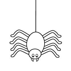 Coloriage Araignée suspendue à son fil