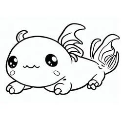 Coloriage Axolotl allongé avec de grands yeux