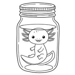 Coloriage Axolotl flottant dans un bocal