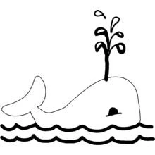 Coloriage Baleine crachant de l'eau au-dessus des vagues