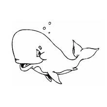 Coloriage Baleine souriante et bulles d'eau