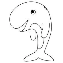 Coloriage Baleine debout et souriante
