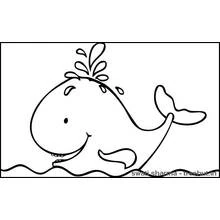 Coloriage Baleine souriante avec jet d'eau