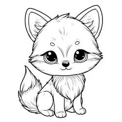 Coloriage Bébé renard assis aux grands yeux
