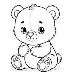 Coloriage Bébé ours assis les pattes jointes