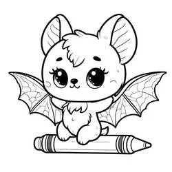Coloriage Bébé chauve-souris assise sur un crayon