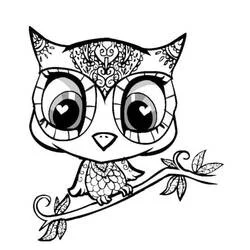 Coloriage Bébé hibou mignon perché sur une branche