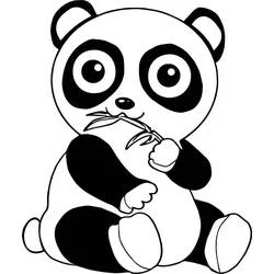 Coloriage Bébé panda mangeant du bambou