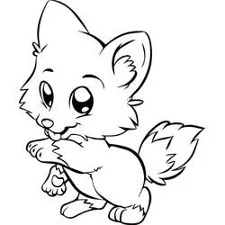 Coloriage Bébé renard aux grands yeux et queue touffue
