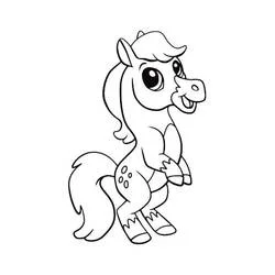 Coloriage Bébé cheval se cabrant joyeusement