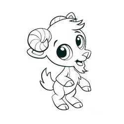 Coloriage Bébé chèvre debout aux grands yeux