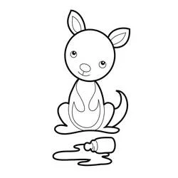 Coloriage Bébé kangourou assis avec un biberon