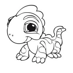 Coloriage Bébé dinosaure aux grands yeux