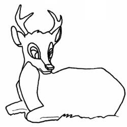 Coloriage Biche allongée dans l'herbe