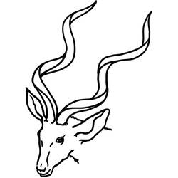 Coloriage Biche avec de longues cornes en spirale