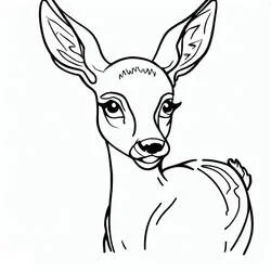 Coloriage Biche aux grandes oreilles qui regarde en arrière