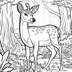 Coloriage Biche debout dans la forêt