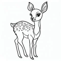 Coloriage Biche faon debout au pelage tacheté