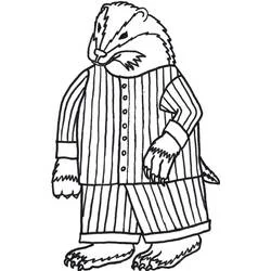 Coloriage Blaireau en pyjama rayé