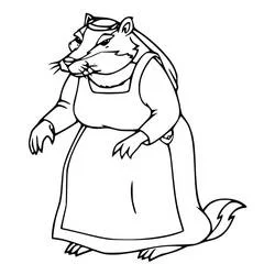 Coloriage Blaireau grand-mère en robe tablier