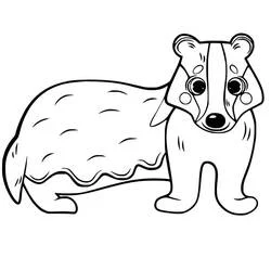 Coloriage Blaireau debout avec un pelage tout doux