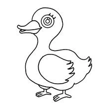 Coloriage Canard debout au long cou courbé
