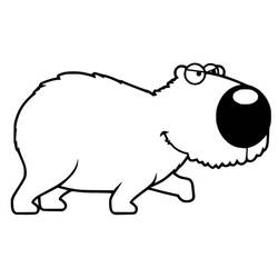 Coloriage Capybara marchant avec un gros nez rond